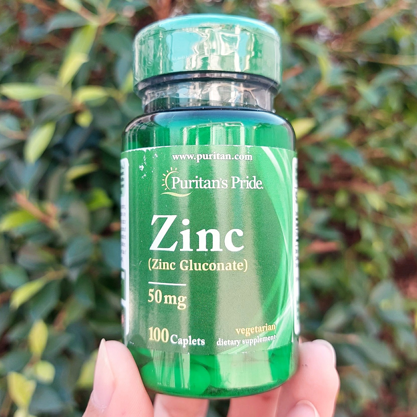 ซิงค์ กลูโคเนต Zinc (Zinc Gluconate) 50 mg 100 Caplets (Puritan's Pride