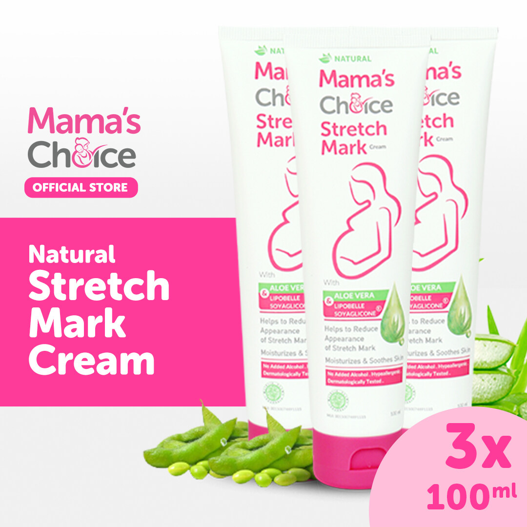 เซ็ทครีมลดรอยแตกลาย (x3) ครีมทาท้องลาย Mama’s Choice Stretch Mark Cream (ใช้ส่วนผสมจากธรรมชาติ ปลอดภัยสำหรับคนท้อง)