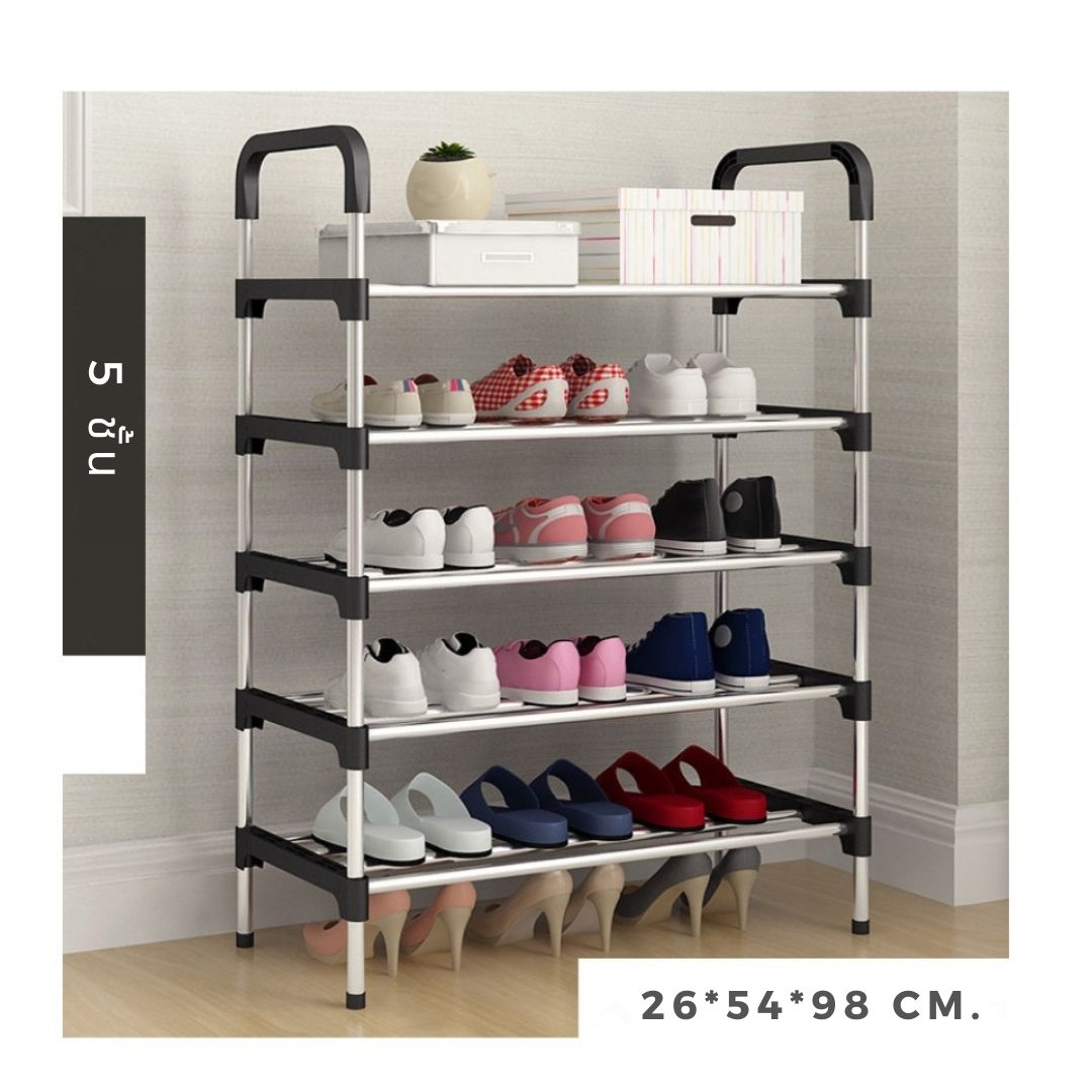 5ชั้น สุดฮิต Shoe Rack ชั้นรองเท้า ชั้นวางรองเท้า 5ชั้น ชั้นเก็บรองเท้า จัดระเบียบรองเท้า ตู้เก็บรองเท้า ถอดประกอบได้ มีด้ามจับ