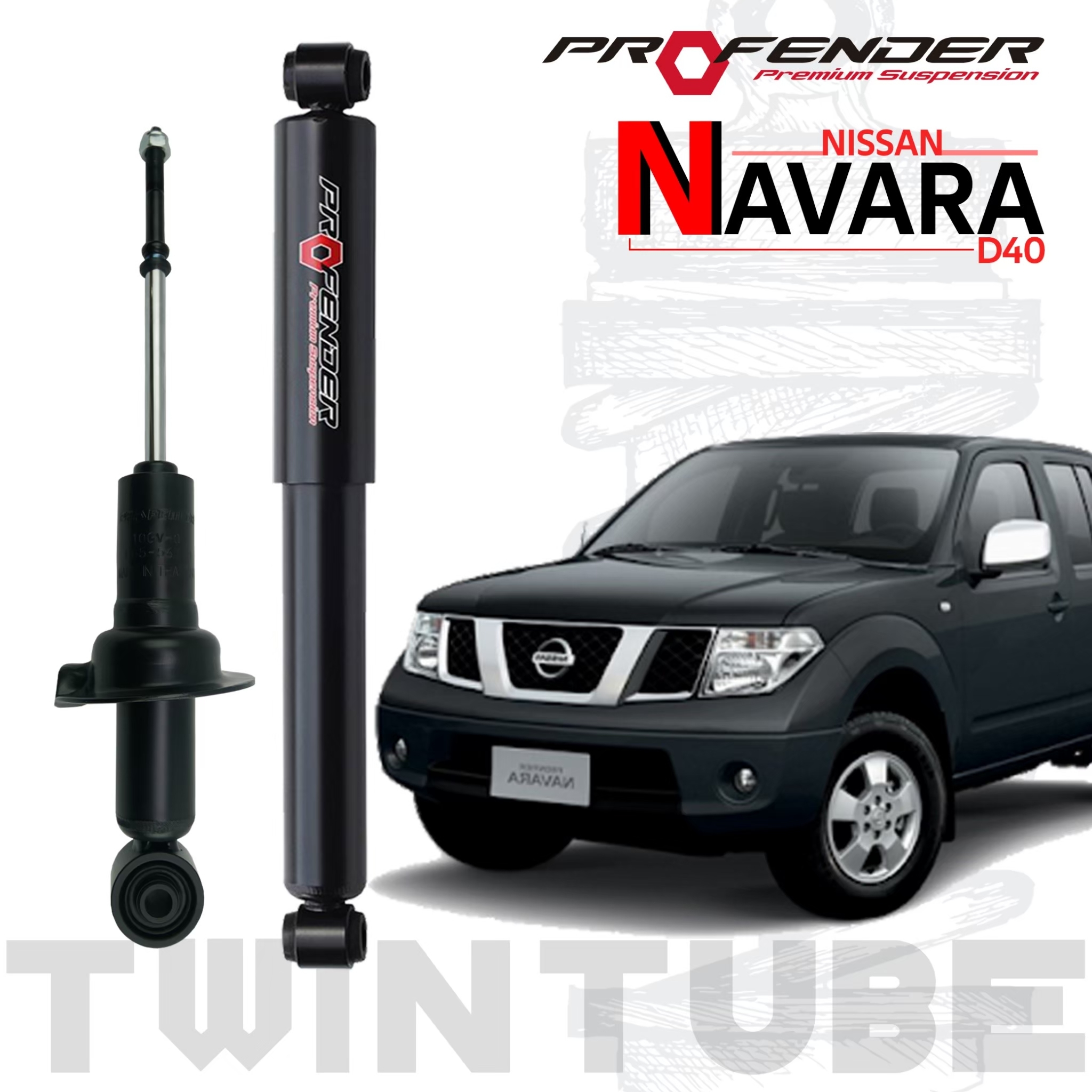 โช๊ตอัพ PROFENDER แก็สกึ่งน้ำมัน คู่หลัง ตรงรุ่น NISSAN NP300 ความสูงSTD