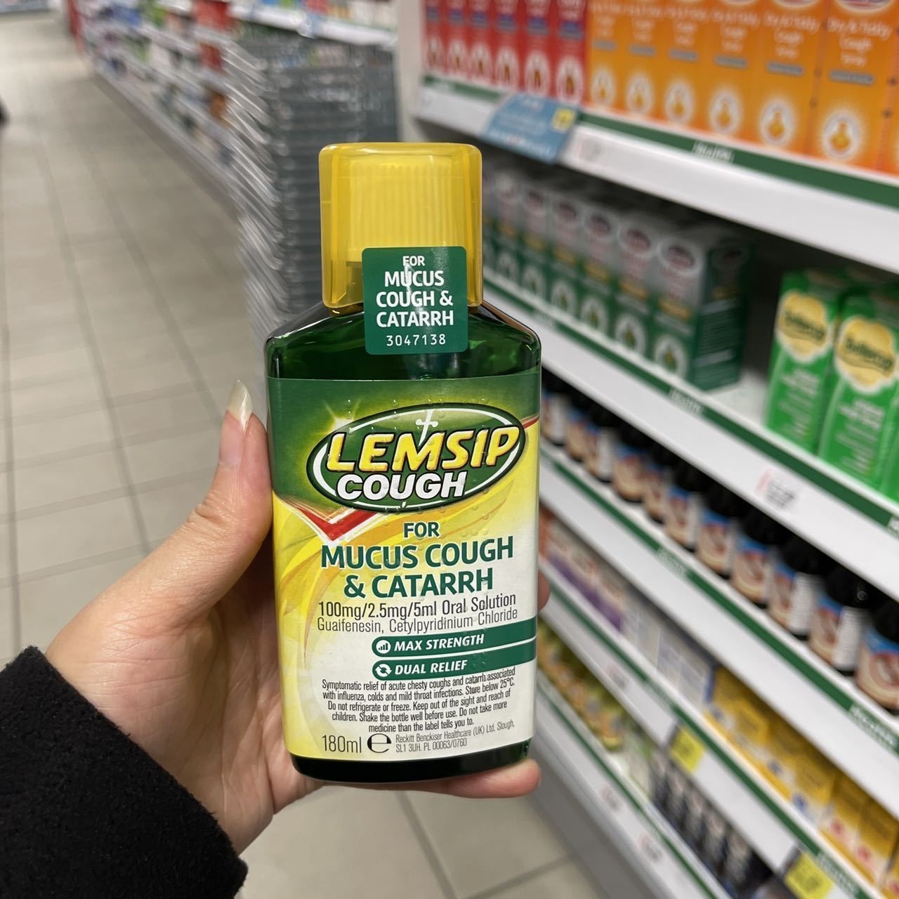 British Lemsip citrus syrup Mucus Cough enhanced version relieves cough