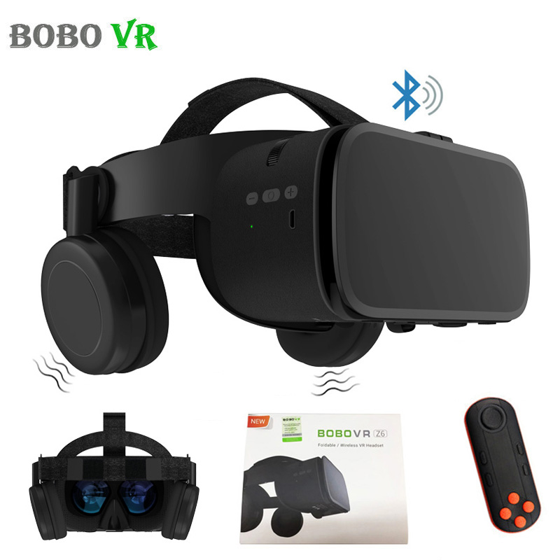 BOBO VR Z6 แว่นตา 3D ไร้สายบลูทู ธ เสมือนจริงสำหรับสมาร์ทโฟน 4.7-6.5 นิ้วสเตอริโอ VR ชุดหูฟังสำหรับ iPhone Android