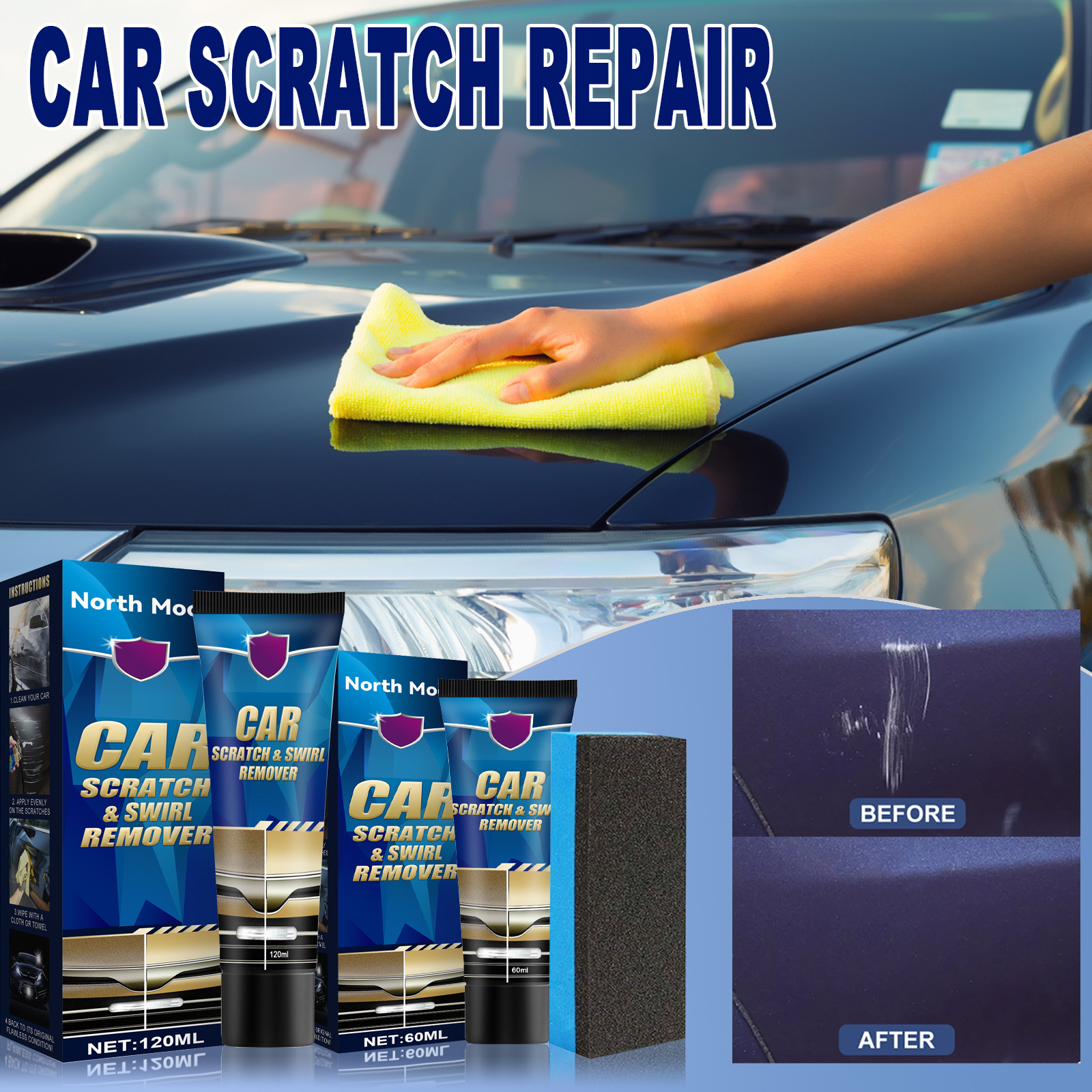 Xe Máy Scratch 60ml Chất Tẩy Nguyên Bản TỐT NHẤT Cho Các Vết Xước Nhẹ TẤT CẢ Các Màu Xe Bộ Chăm Sóc Sơn & đánh Bóng Sửa Chữa Sơn Thân Xe Hợp Chất Dán Sửa Chữa Sơn ô Tô Chất Tẩy Rửa Sơn Xe ô Tô Bộ Tẩy Vết Xước Nhanh Chóng Loại Bỏ