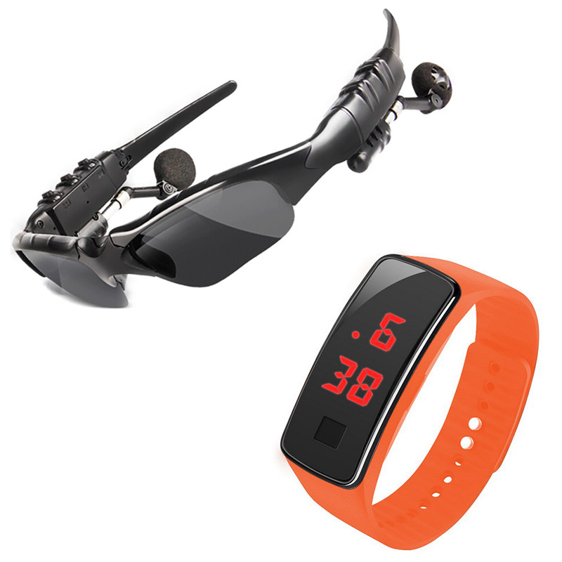 พร้อมนาฬิกา LED ฟรี / แว่นอัจฉริยะ(มีไมค์) MP3 Player พร้อมบลูทูธ Smart Glasses Bluetooth4.1 แว่นตาบลูทู ธ หูฟังบลูทูธไร้สาย รับสาย