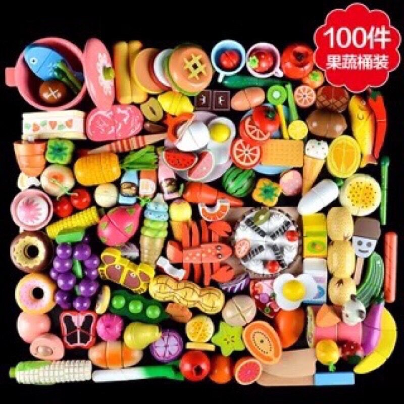 ToyWoo ชุดหั่นผักเด็ก (100 ชิ้น รวมถัง)