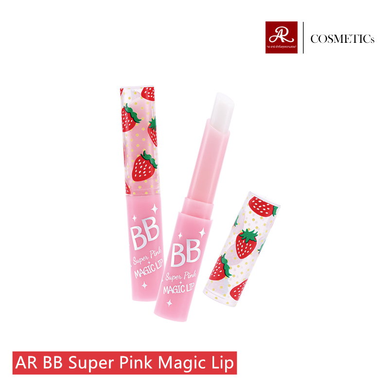 เอ อาร์ บีบี ซุปเปอร์ พิงค์ เมจิค ลิป AR BB Super Pink Magic Lip ลิปแคร์เปลี่ยนสี เปลี่ยนสีปากเป็นสีชมพูระเรื่อ เติมเต็มความชุ่มชื้นให้ริมฝีปาก ให้สัมผัสเนียนนุ่ม พร้อมการบำรุงที่ช่วยให้ริมฝีปากไม่หมองคล้ำ ปริมาณสุทธิ 1.5 กรัม/ชิ้น