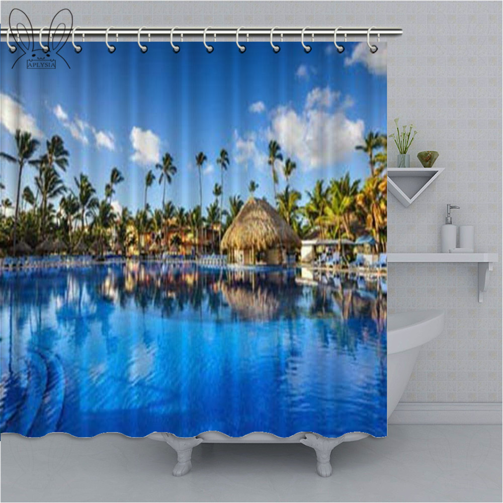 Outside Resort Shower Curtain Beach Landscape Bathroom Curtain