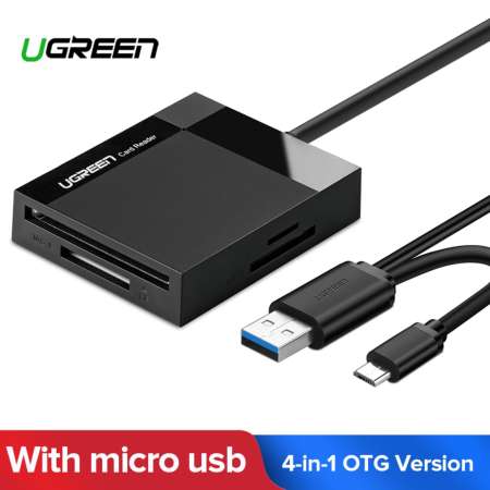 UGREEN 4ใน1หลาย USB 3.0 เครื่องอ่านบัตรสำหรับการ์ดหน่วยความจำกับOTG ฟังก์ชันสำหรับไมโครยูเอสบีมือถือ และแท็บเล็ต