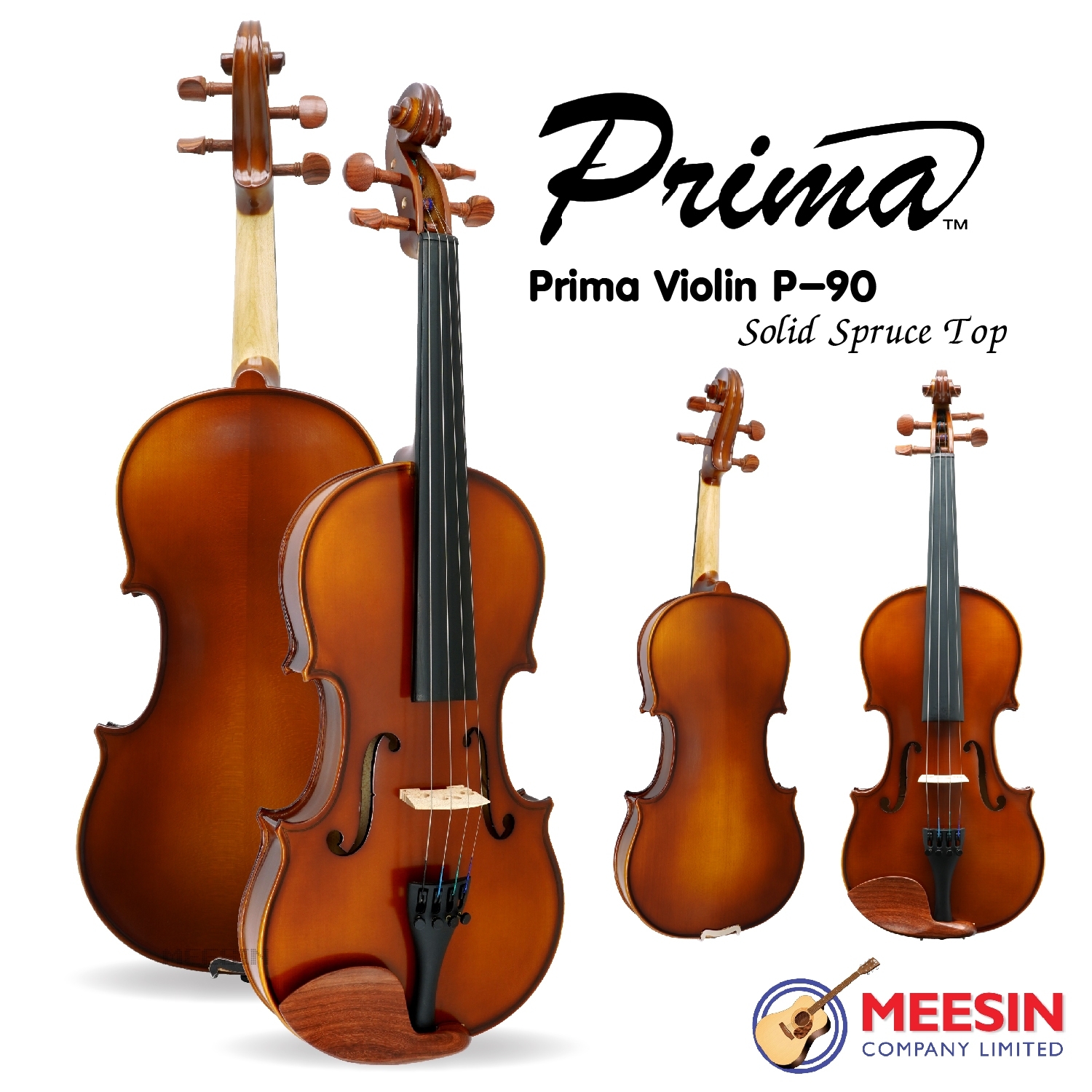 Prima Violin รุ่น P90 ขนาด 4/4 ไม้หน้าสปรูซแท้ ไม้หลังและข้างเมเปิลแท้