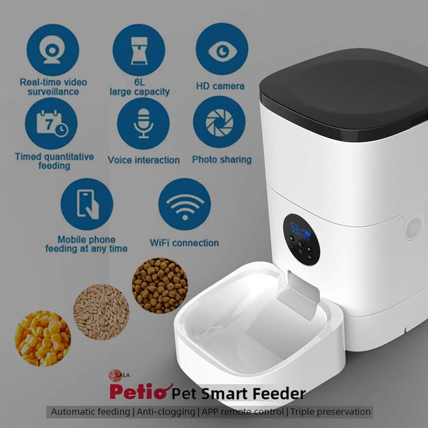 Pet Smart Feeder เครื่องให้อาหารสัตว์เลี้ยงอัตโนมัติ  Wi-Fi เครื่องให้อาหารอัตโนมัติ DU6L-W #6 liter (WiFi)