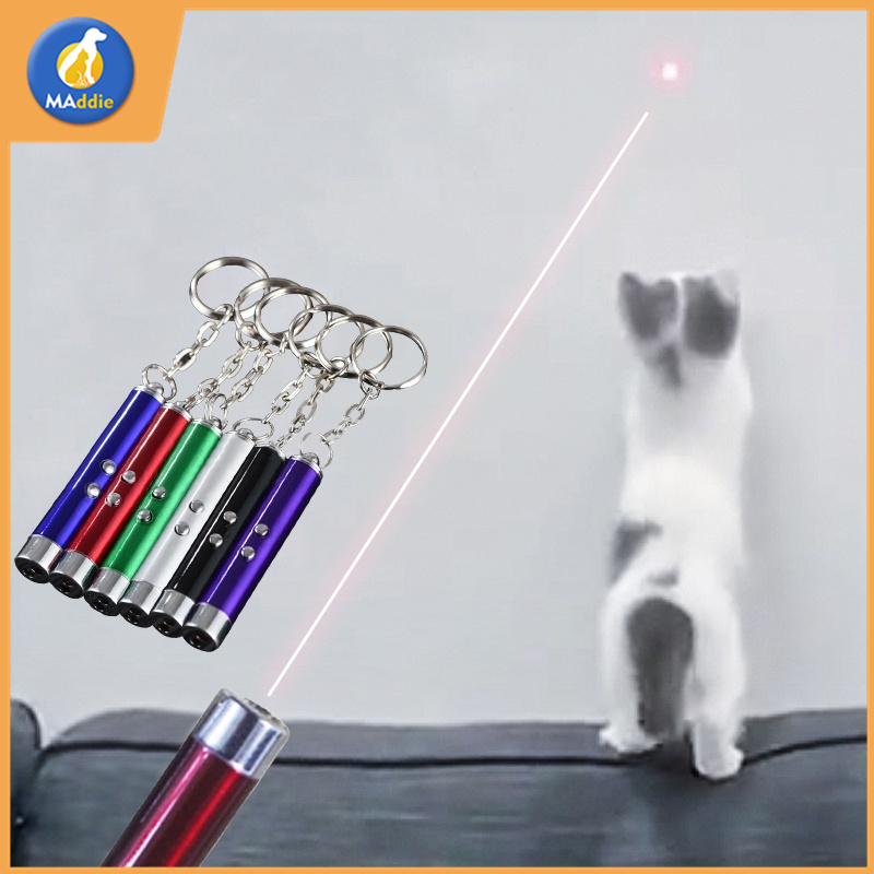MADDIE เลเซอร์แมว เลเซอร์ล่อแมว ของเล่นแมว LED ไฟฉายล่อแมว แสงเลเซอร์ล่อแมว แบบสุ่มสี LI0144