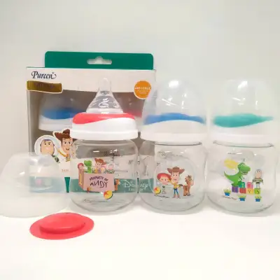 Pureen ขวดนมคอกว้าง Toy Story Tritan พร้อมจุก Anti-Colic Size S ขนาด 4 ออนซ์ (คละสี)