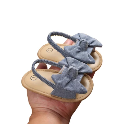 ( childrenhouse) Baby Girls Bow Knot Summer Soft Sole Flat Princess Shoes Infant Non-Slip First Walkers Indoor Playing