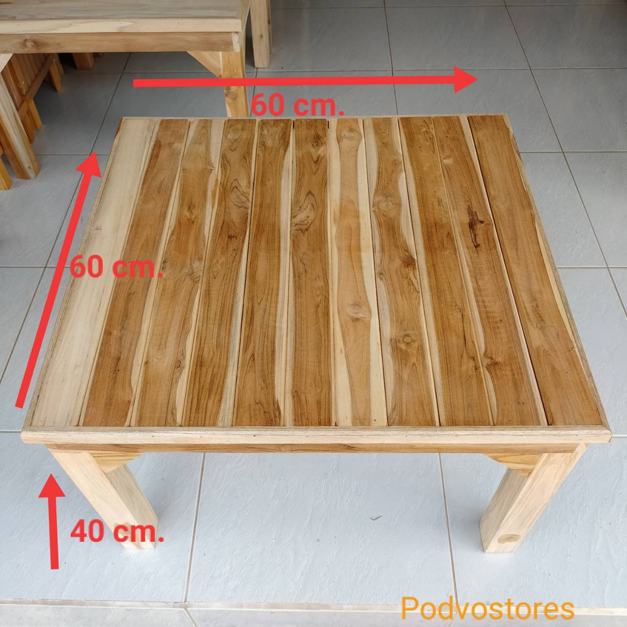 โต๊ะไม้สัก โต๊ะญี่ปุ่น (กว้าง 60 cm. ยาว 60 cm. สูง 40 cm.) ทำจากไม้สัก งานดิบไม่ได้ทำสี โต๊ะวางของ ที่วางของ โต๊ะตัวเตี้ย โต๊ะปิ๊กนิก โต๊ะขนาดเ