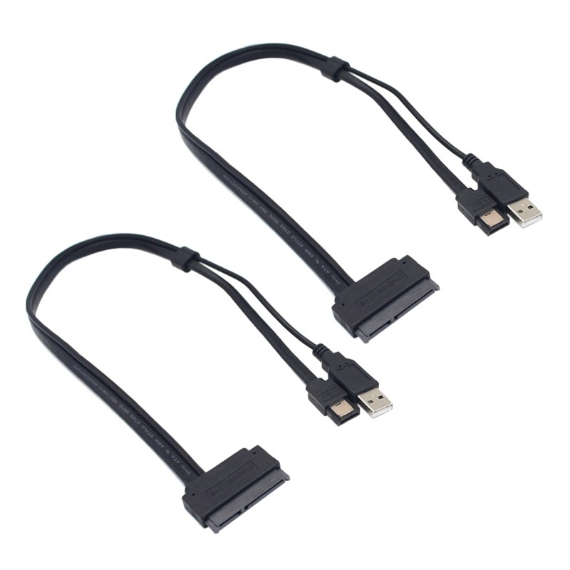 2X 2.5 Inch Hard Disk Drive SATA 22Pin to ESATA Data USB Powered Cable Adapter for Optimized for SSD, Support UASP SATA
