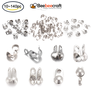 Beebeecraft 10-140pcs 304 Stainless Steel Beads Tips Golden Calotte Ends thumbnail