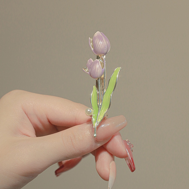 Kẹp tóc hình hoa tulip phong cách hàn quốc phụ kiện tóc cao cấp