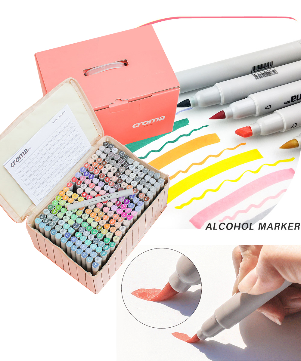 Croma Markers Dual Tip Alchohol Based Markers; Brush Tip and Broad Order in 1/12/24/36 sets