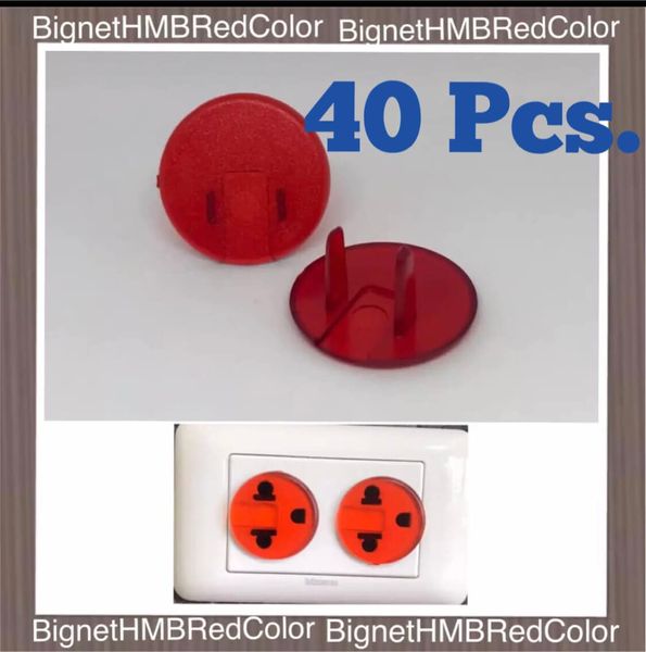 H.M.B. Plug 10 Pcs. ที่ปิดรูปลั๊กไฟ Handmade®️ Red Color ฝาครอบรูปลั๊กไฟ รุ่น -สีแดงใส- 10,20,3040,50 Pcs.  !! Outlet Plug !!  สีวัสดุ สีแดง Red color 40 ชิ้น ( 40 Pcs. )