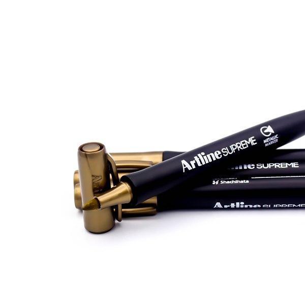 Electro48 Artline ปากกาเมทัลลิค อาร์ทไลน์ หัวกลม SUPREME ชุด 4 ด้าม (สีทอง) เขียนได้ทุกพื้นผิว