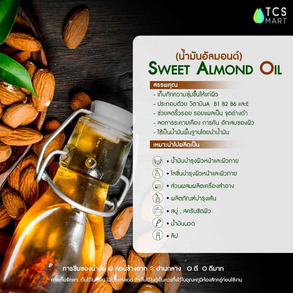 น้ำมันอัลมอนด์สกัด (Sweet Almond Oil Organic) 100 ml. แอลมอนด์ แอลม่อน