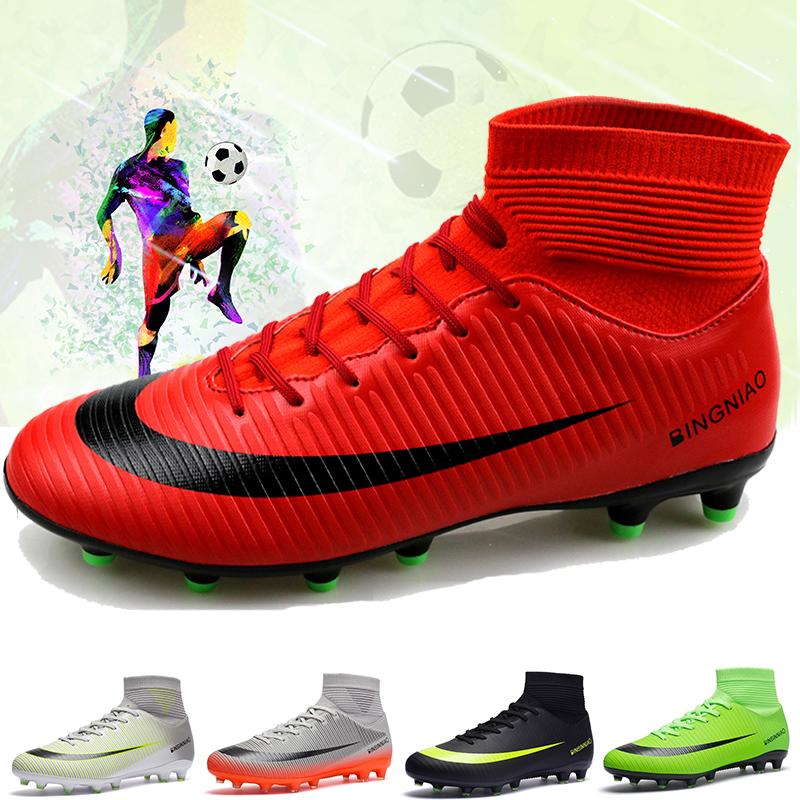 รองเท้าฟุตบอลรองเท้ามีปุ่มสำหรับฟุตบอลรองเท้าฟุตบอลรองเท้าฟุตซอล Superfly รองเท้าฟุตบอล Boys รองเท้าผ้าใบรองเท้าฟุตบอลรองเท้าดั้งเดิมดีเยี่ยมรองเท้าฟุตซอลผู้ชาย Size32-43