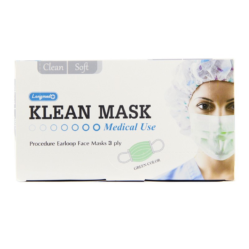 หน้ากากอนามัย ทางการแพทย์ klean mask กล่องละ 50 ชิ้น  ของแท้ ของไทย มีตราปั๊ม พร้อมส่ง long med