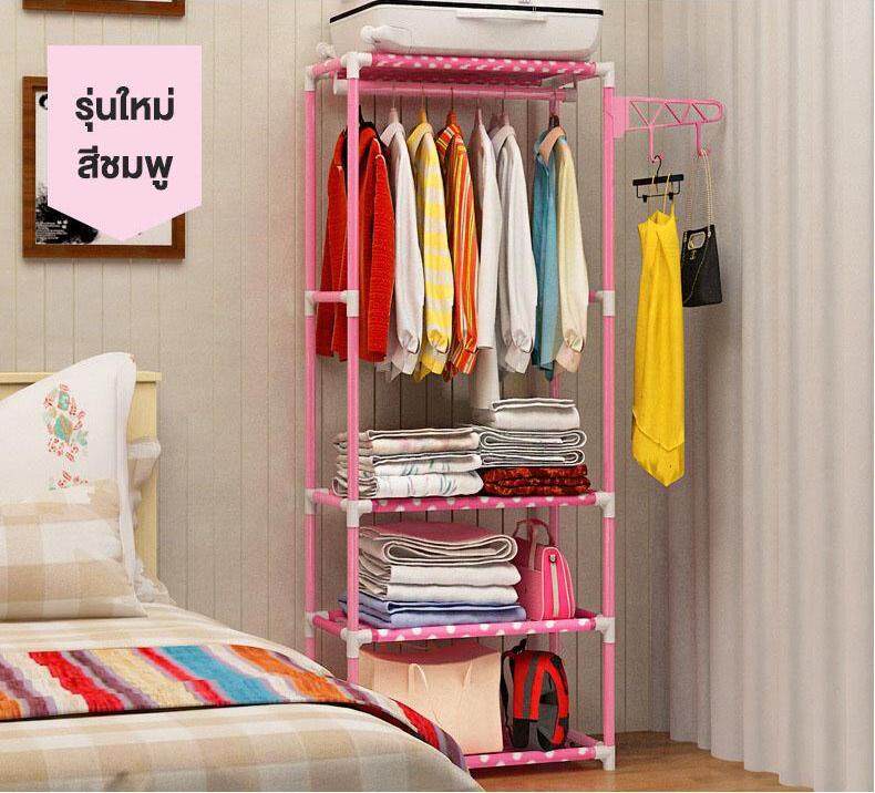 ราวตากผ้า ราวแขวนเสื้อ พร้อมชั้นวางของ วางเสื้อผ้า 2 ชั้น รองรับน้ำหนักได้ 80 กิโลกรัม พร้อมที่แขวนเสริม หมุนได้ 360 องศา By Anya Store.