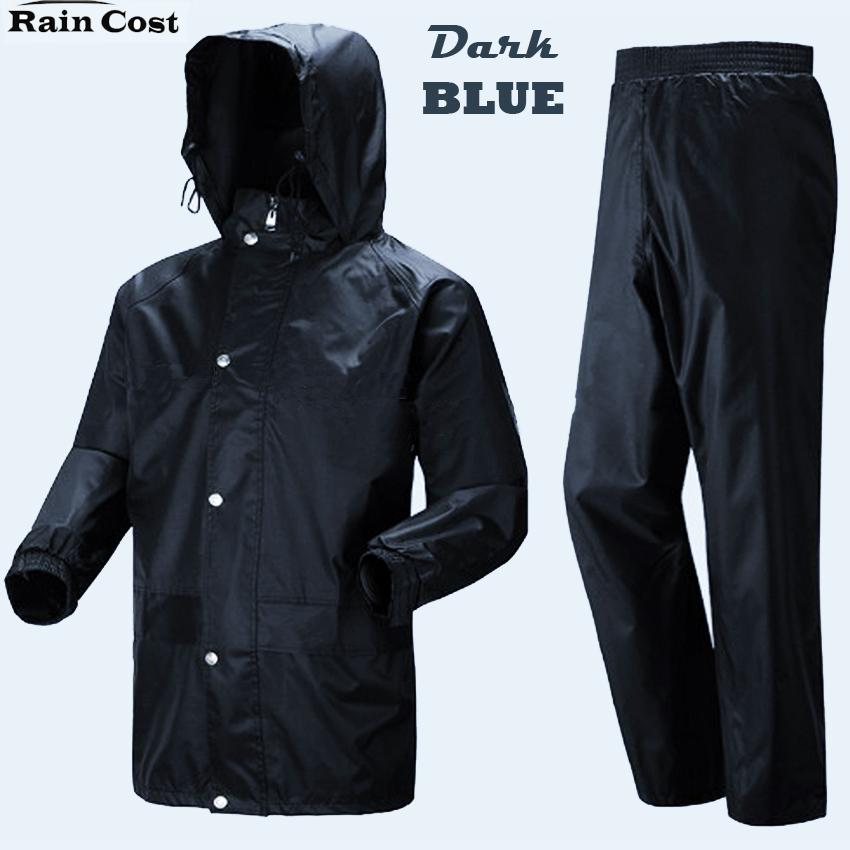 ชุดกันฝน เสื้อกันฝน มีแถบสะท้อนแสง เสื้อ+กางเกง+กระเป๋า (สีกรมท่าเข้ม)