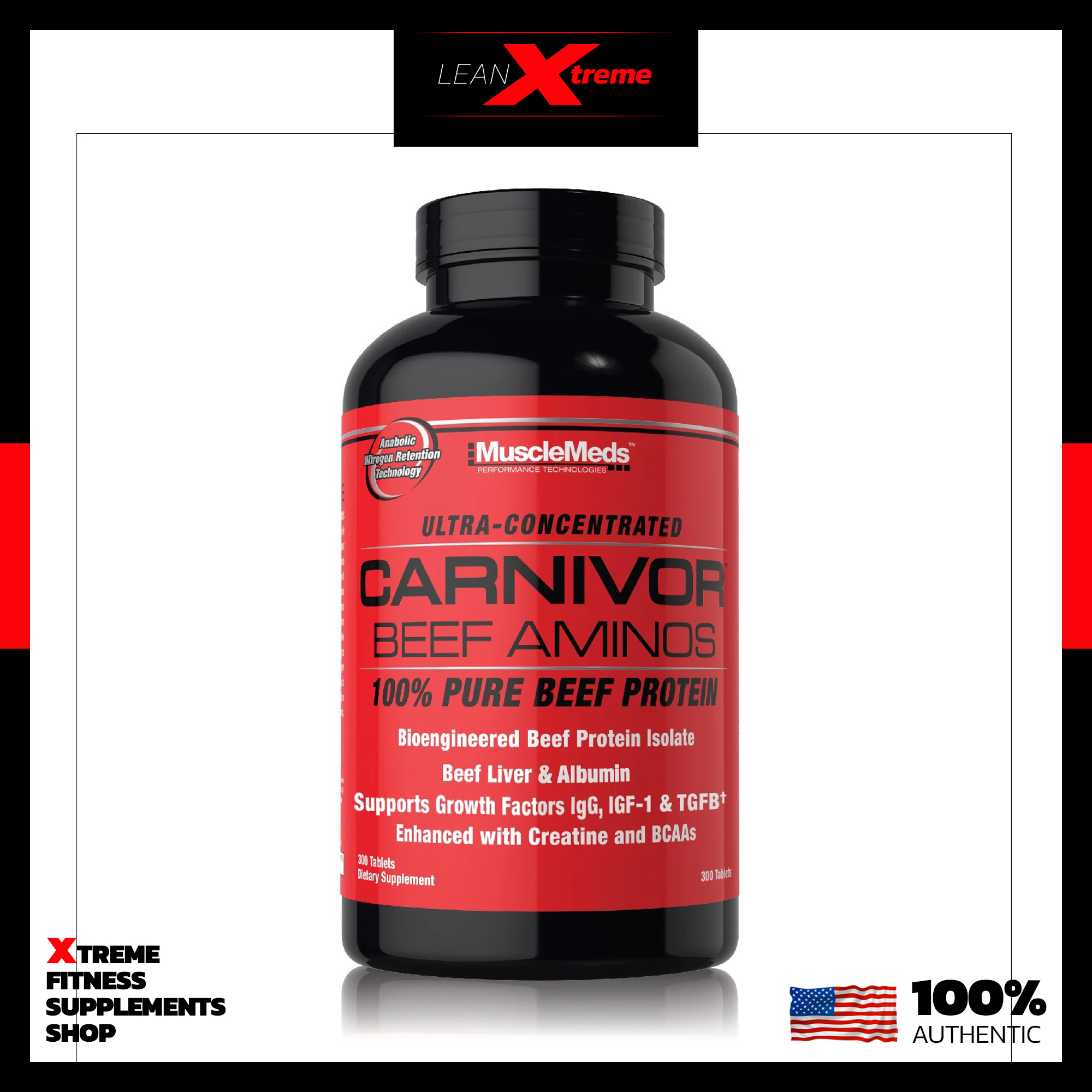 MuscleMeds Carnivor Beef Aminos 300 Tablets, Beef Protein Isolate w