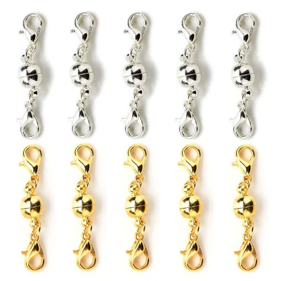 10 Pcs Gold & Silver Ball Tone Magnetic Lobster Clasps for Jewelry Necklace
