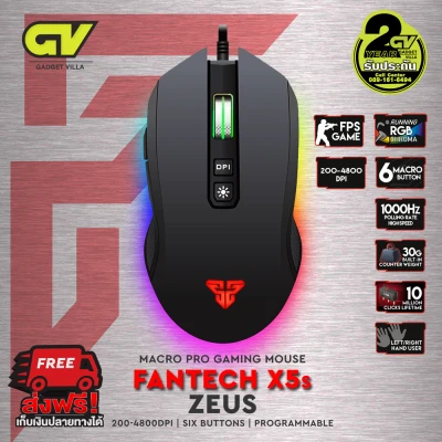 FANTECH รุ่น X5s (Zeus) Optical Macro Key RGB Gaming Mouse DPI 200 - 4800, POLLING RATE 1000HZ , GAMES : MMORPG(BNS) FPS MoBA (Black)