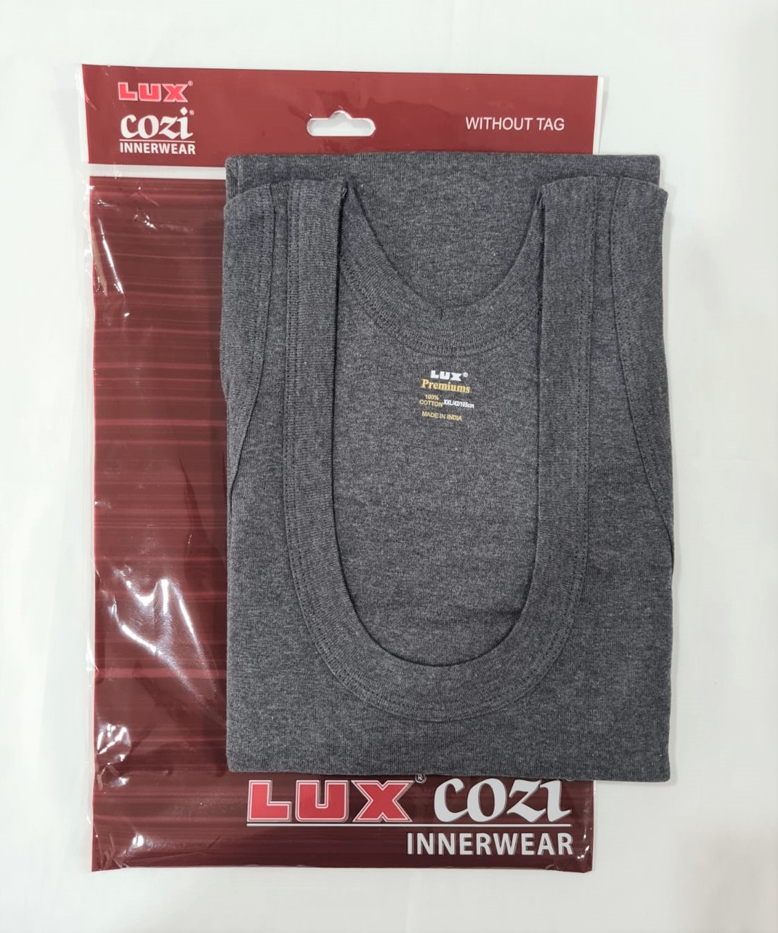 เสื้อกล้ามชาย LUX PREMIUM (แขนกุด) สีเทาดำ