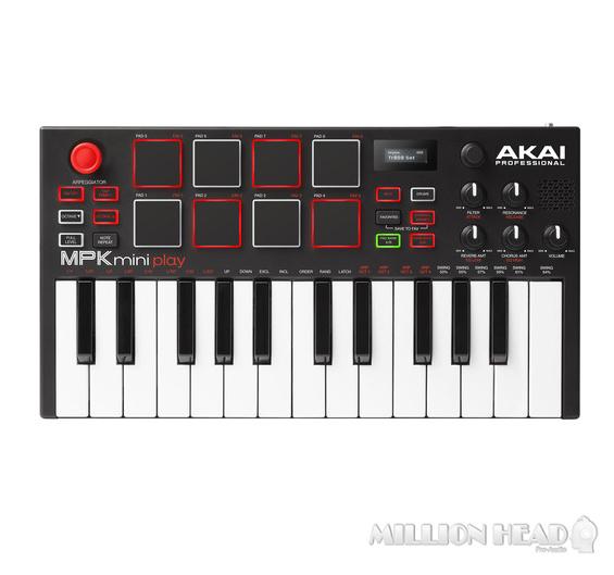 Akai : MPK Mini Play (Keybord/Controller ขนาดพกพา จำนวน 25 คีย์ เป็นอุปกรณ์ MIDI แบบ 2 in 1 ที่เป็นได้ทั้ง Keyboard และ Controller สามารถยกไปเล่นข้างนอกแบบ Stand Alone ได้เลย สามารถใช้ได้ทั้ง Mac/Pc)