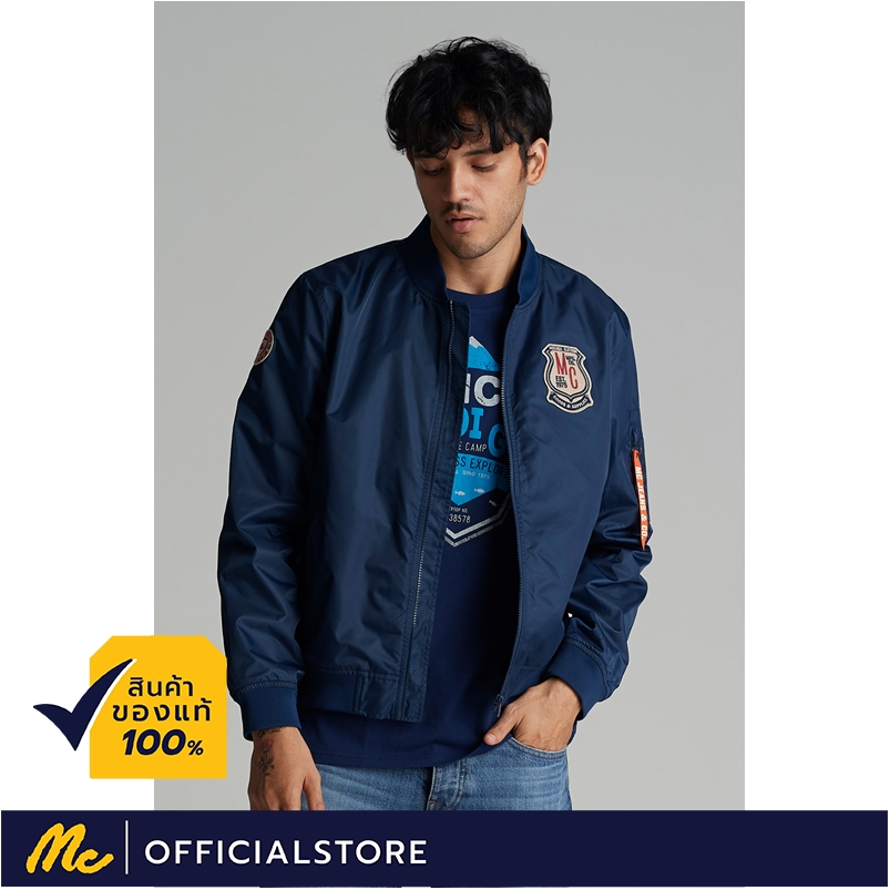 Mc Jeans แจ็คเก็ตบอมเบอร์แขนยาว เสื้อคลุม เสื้อกันหนาว สีกรมท่า MJCZ029