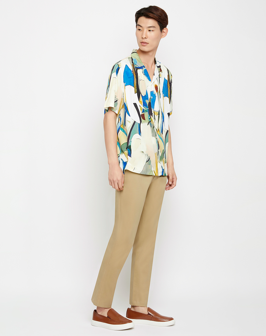 DAPPER เสื้อฮาวาย Stained Glass Motif Print สีฟ้า - DAPPER - ThaiPick