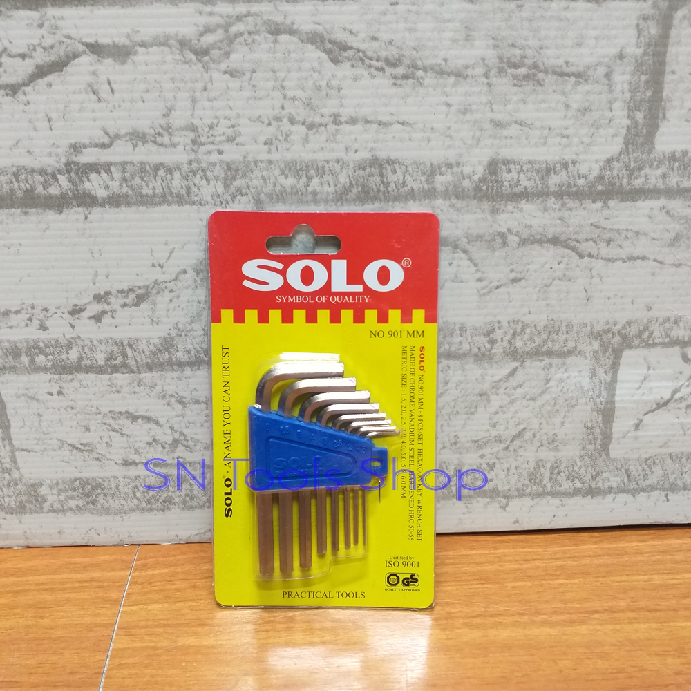 SOLO No.901 MM กุญแจตัวแอล หุญแจหกเหลี่ยม ประแจตัวแอล ประแจหกเหลี่ยม 8 ชิ้น หัวตัด