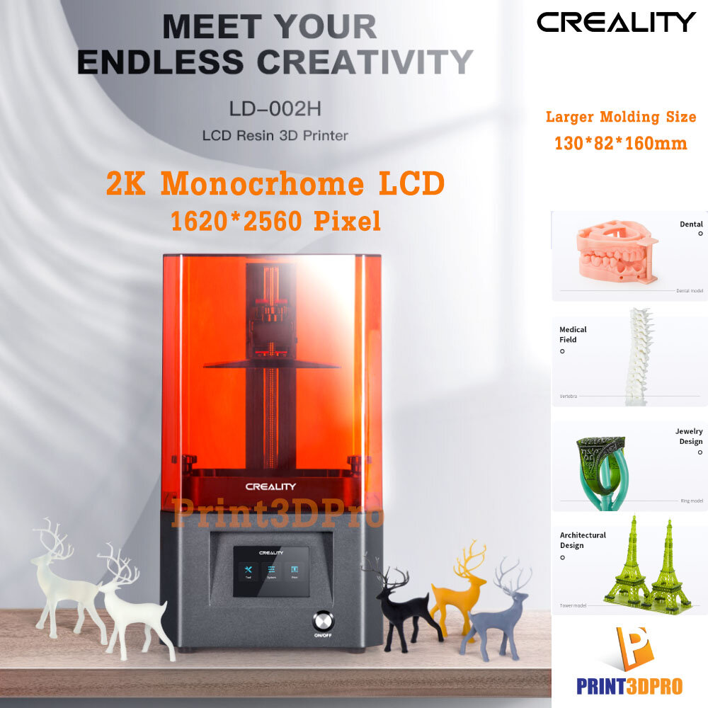 Creality Resin 3D Printer LD-002H 2K Monochrome LCD 2560*1620pixels Print size 130*82*160mm New Upgrade