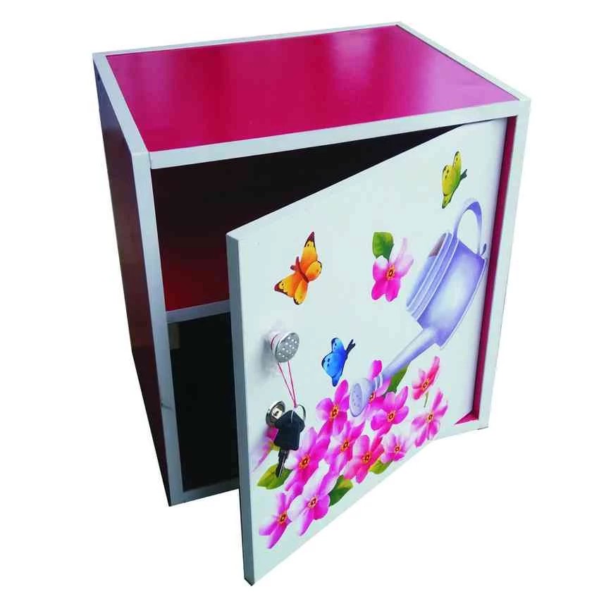 KMP Furnifure ตู้เซฟวินเทจ ตู้เก็บของ รุ่น Safe Box1-2 (สีชมพูลายภาพหลากสี/ขาว)
