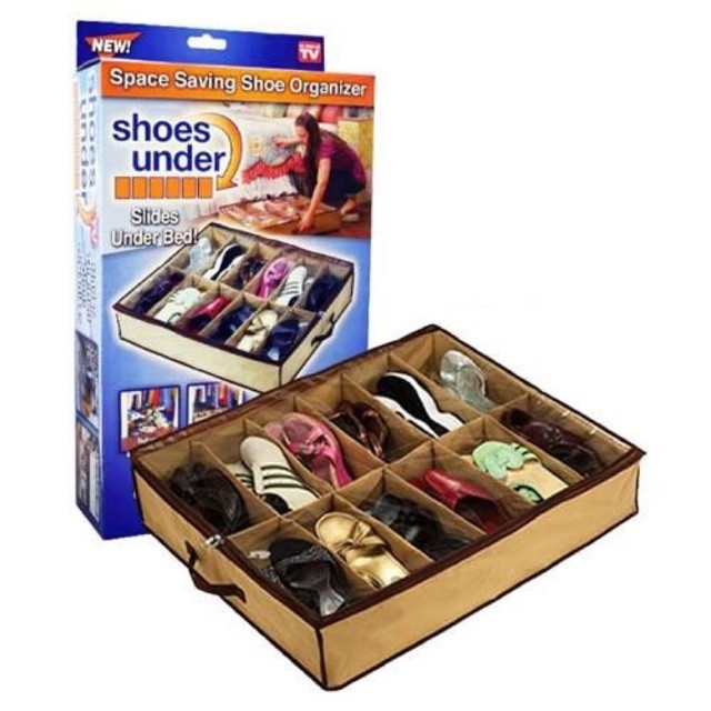กล่องใส่รองเท้า กระเป๋าเก็บรองเท้า มีซิปรูดกันฝุ่น (12 คู่) Shoes-Under-05oct-J1