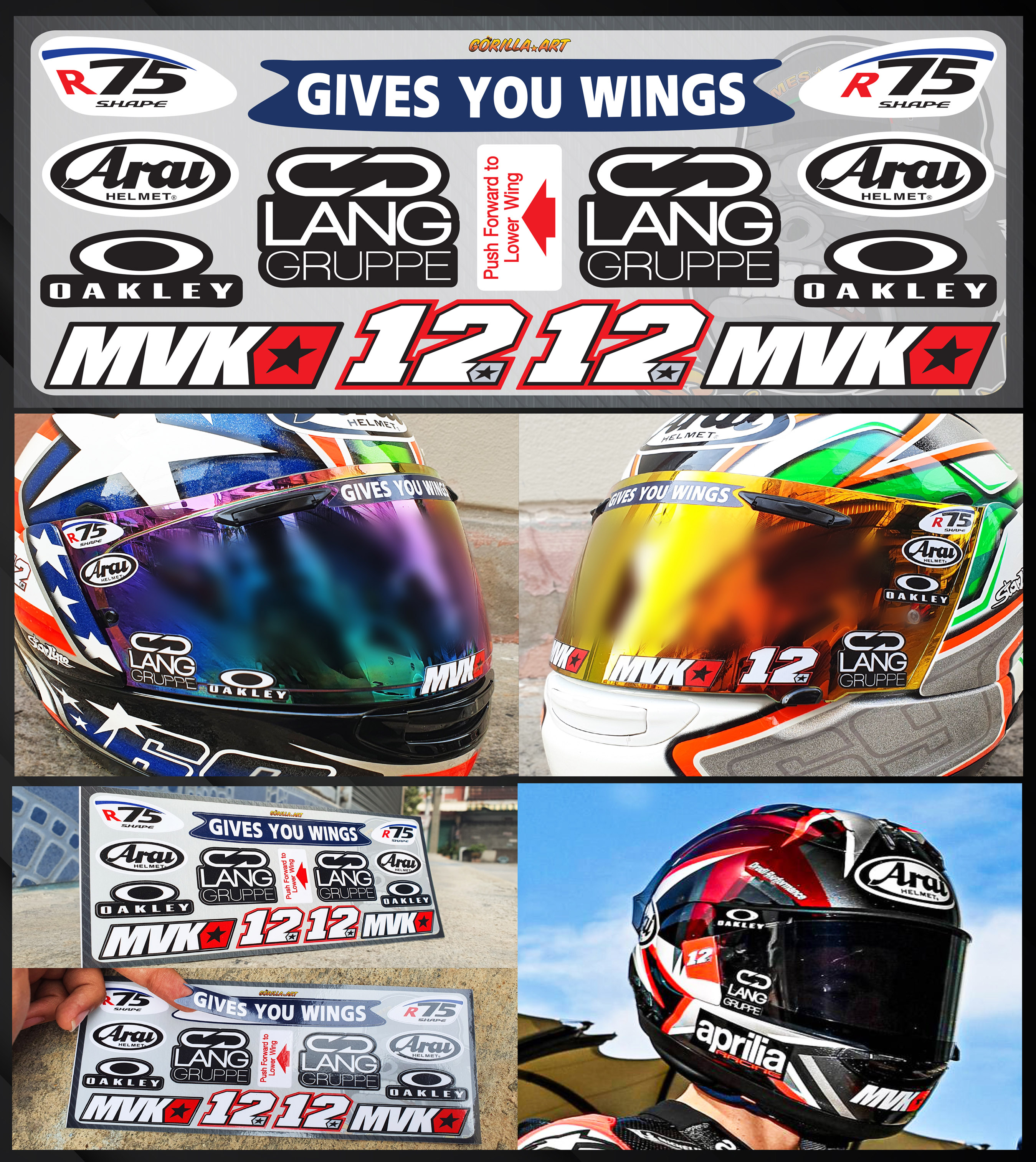 สติ๊กเกอร์ติดชิวหมวกกันน็อต Arai Sticker Helmet Sticker Arai - GORILLA ...