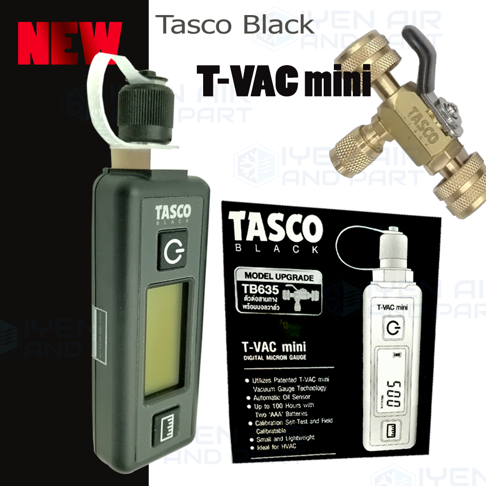 T-VAC mini ดิจิตอลไมครอนเกจพร้อมบอลวาล์ว3ทาง TB635 ยี่ห้อ Tasco Black Version 2021
