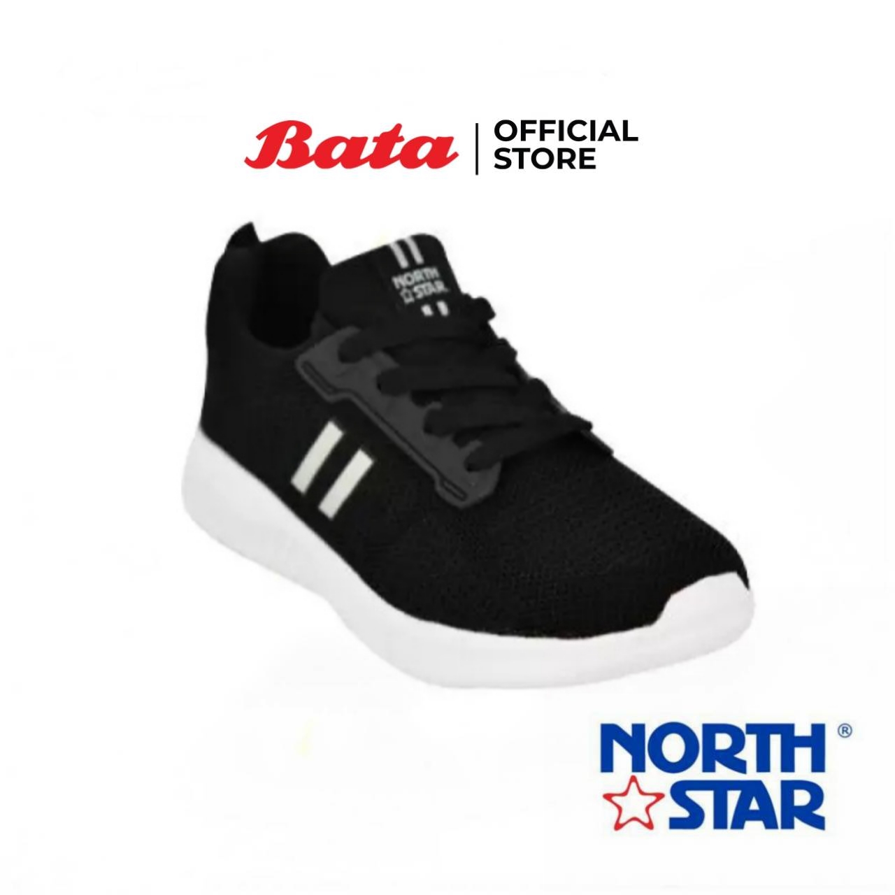 Bata NORTH STAR รองเท้าผ้าใบ สำหรับผู้ชาย ใส่เที่ยว เดินสบาย MEN'S SPORT CASUAL แบบเชือก สีดำ รหัส 8296024