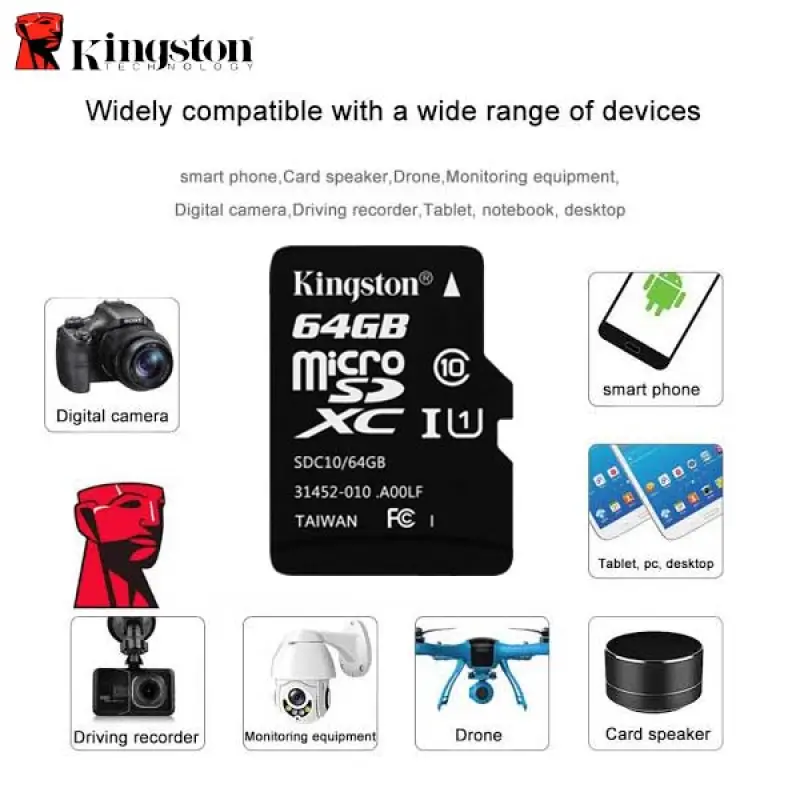 ภาพสินค้าเมมโมรี่การ์ด Kingston memory card microSD Card 64GB Class 10 U1 A1 80MB/s (SDC10/64GB) การ์ดหน่วยความจำ คิงส์ตัน จากร้าน ลิษา shop บน Lazada ภาพที่ 2