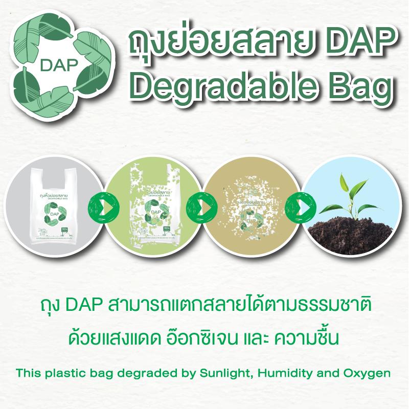 ถุงหูหิ้วย่อยสลาย ขนาด 8  × 16  (บรรจุ 10 แพค) Degradable Plastic Bag 8  × 16  (Qty 10 Pack)