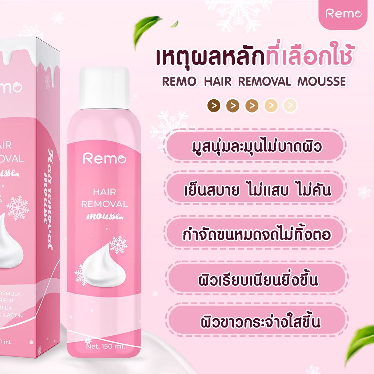 มูสกำจัดขน Remo Hair Remover สเปรย์กำจัดขน ขนาด 150 ml - นุ่น.คลังความ