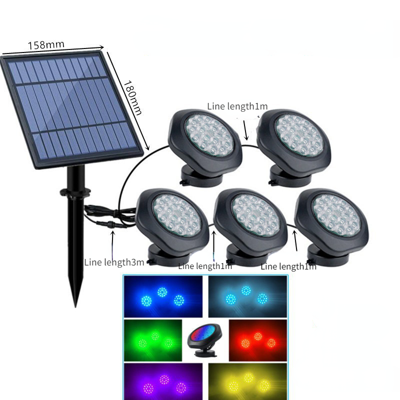 2023 solar swimming pool light, RGB and fixed color LED landscape spotlight IP68 underwater night light, used for fountains, waterfalls, fish tanks,gardens, projection lights