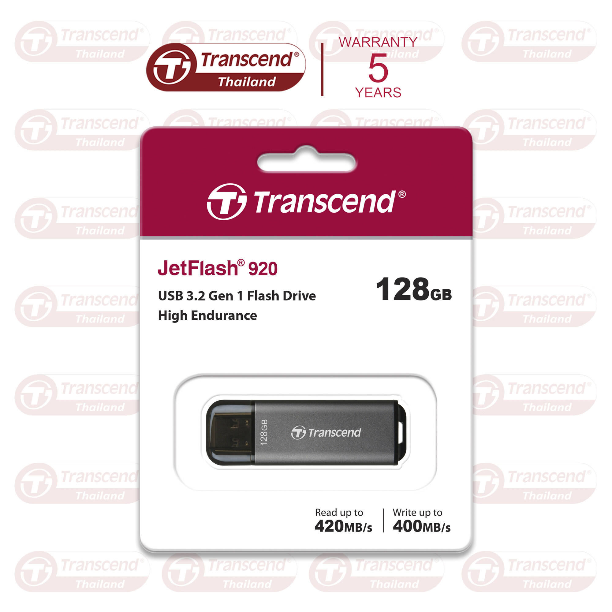 USB 3.2 Gen1 Flash Drive 128GB, 256GB,512GB : High Endurance High Performance: (R max 420 MB/s : W max 400 MB/s) : Transcend : รับประกัน 5 ปี มีใบกำกับภาษี