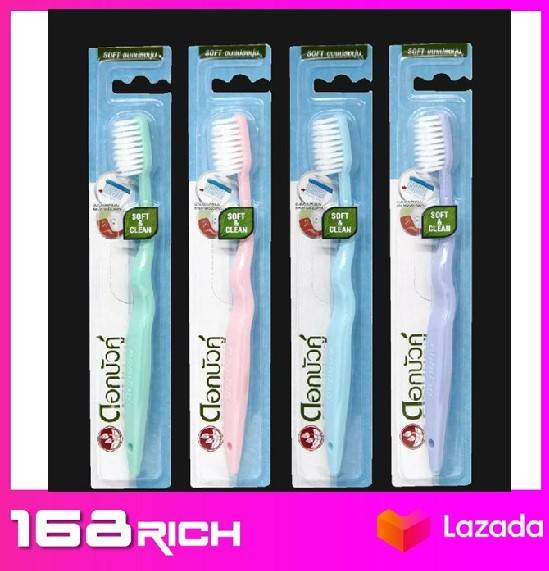 ( 1 ด้าม ) Twin Lotus soft and clear toothbrush ดอกบัวคู่ แปรงสีฟัน ซอฟท์ แอนด์ เคลียร์ ขนแปรงนุ่ม 1 ด้าม  ตระกูลสี 4 colors