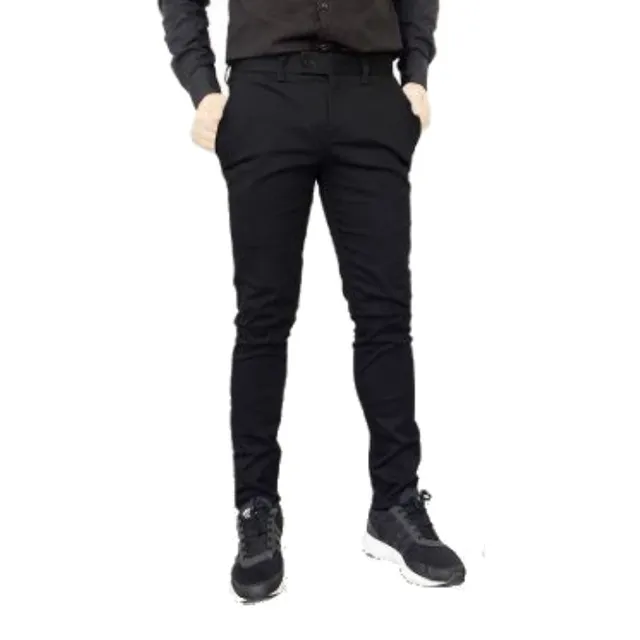 กางเกงสแล็ค Hopper Progress ผ้ายืด Skinny เดฟ สีดำ